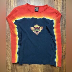 Y2K Vintage Harley Davidson Orange and Black Long Sleeve